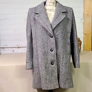 1980s Wool Herringbone Coat Size Large /X Large